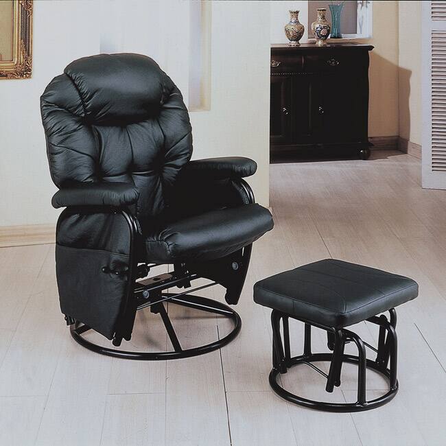 Black Swivel Rocker Recliner with Ottoman