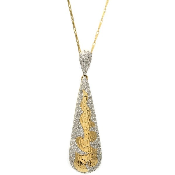 14k Yellow Gold 1ct TDW Diamond Drop Necklace (H I, I2 I3) Diamond Necklaces