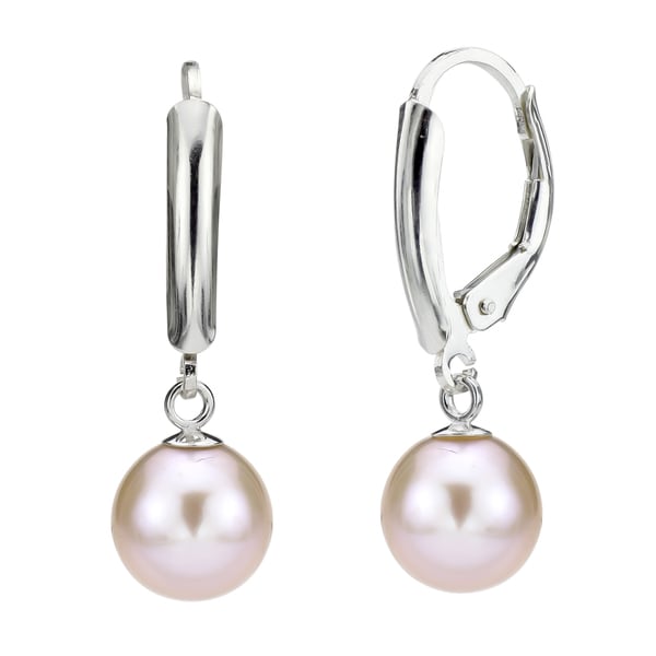 Shop DaVonna Silver 6-7mm Pink Round Freshwater Pearl Leverback ...