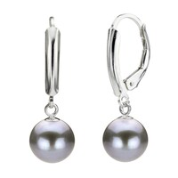 Davonna Silver 7 8mm Grey Round Freshwater Pearl Leverback Davonna Silver Grey Round Freshwater Pearl Leverback Earrings 6 7 Mm