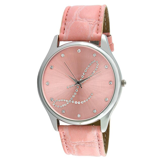 Viva Women's Crystal Initial 'L' Pink Watch - Overstock Shopping - Big ...