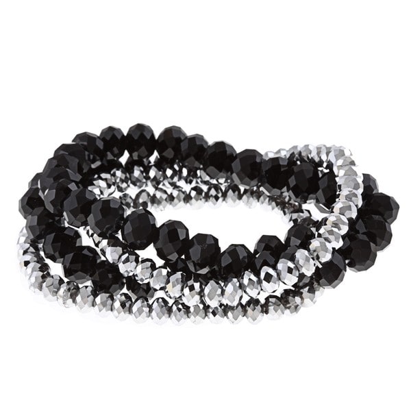 Alexa Starr Silver and Black Stretch Bracelet