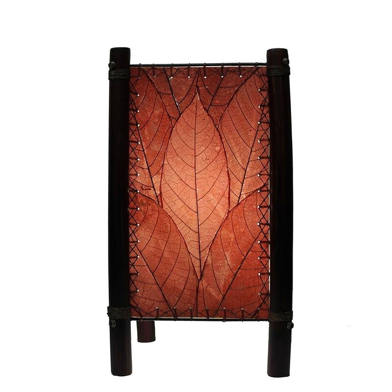 Eangee Handmade Fortune Table Lamp, Cocoa Leaves Shade, 9 x 9 x 15 in.