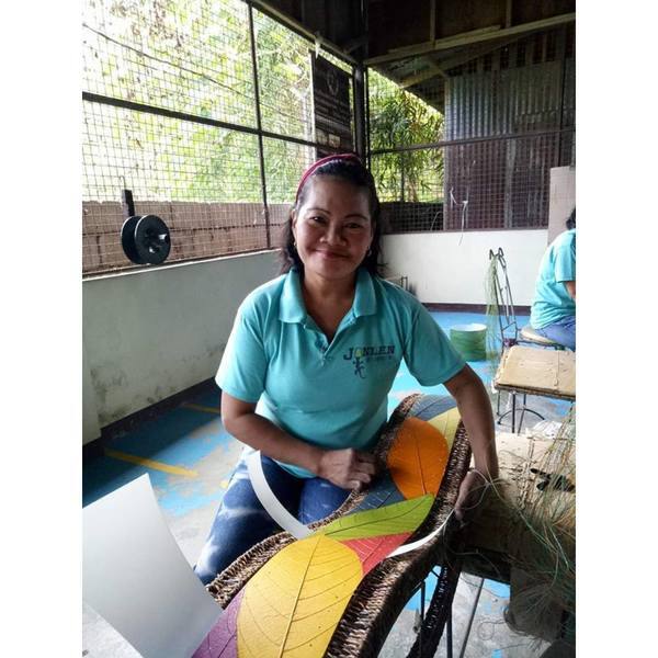 Eangee Handmade Fortune Table Lamp, Cocoa Leaves Shade, 9 x 9 x 15 in.