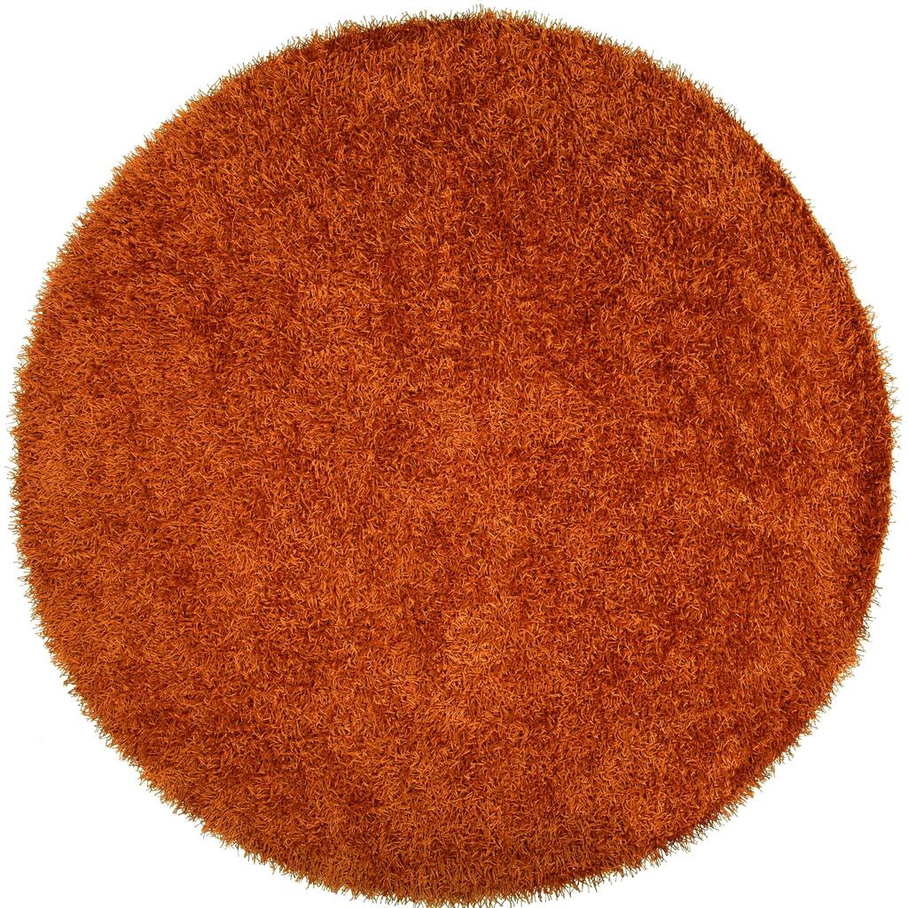 Hand-woven Felix Rust Soft Shag Area Rug - 10' Round