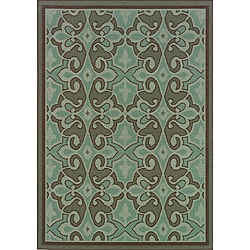 Abstract Pattern Blue/Brown Outdoor Area Rug (7'10" x 10') Style Haven 7x9   10x14 Rugs