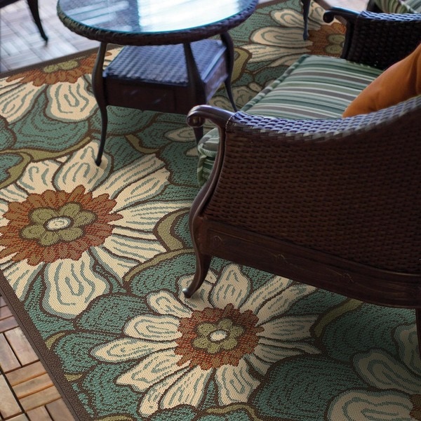 Copper Grove Boronia Blue/Brown Indoor-Outdoor Area Rug - 7'10 x 10'10