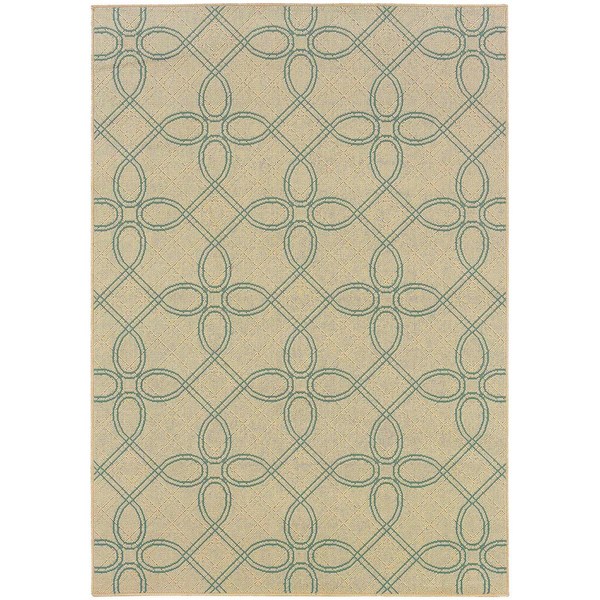 StyleHaven Lattice Ivory/Blue Indoor-Outdoor Area Rug - 7'10 x 10'10