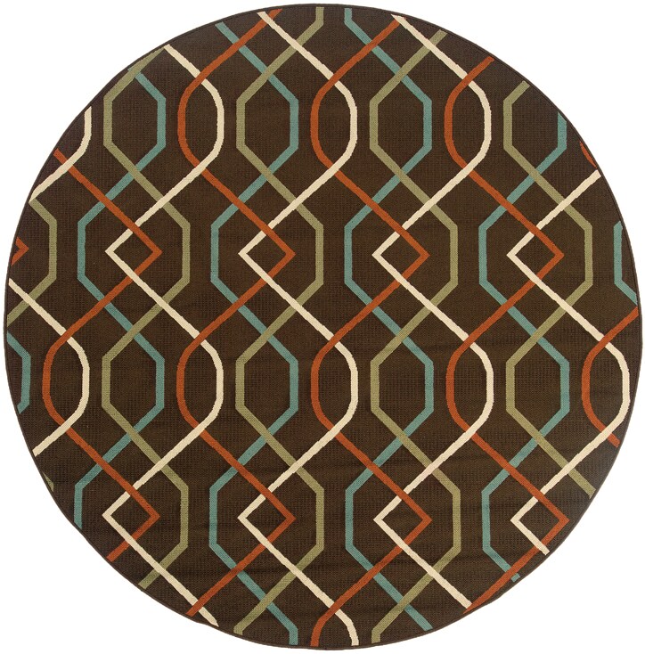 Brown/ Ivory Outdoor Area Rug (710 Round)