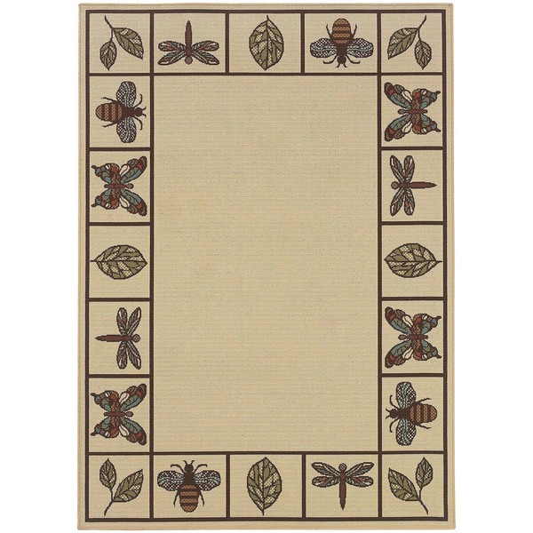 StyleHaven Botanical Ivory/Brown Indoor-Outdoor Area Rug - 7'10 x 10'