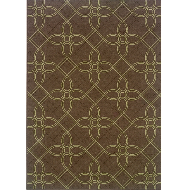 Brown/green Geometric Outdoor Area Rug (710 X 10)