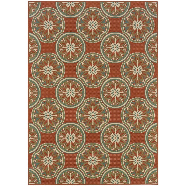 StyleHaven Floral Orange/Ivory Indoor-Outdoor Area Rug - 7'10 x 10'