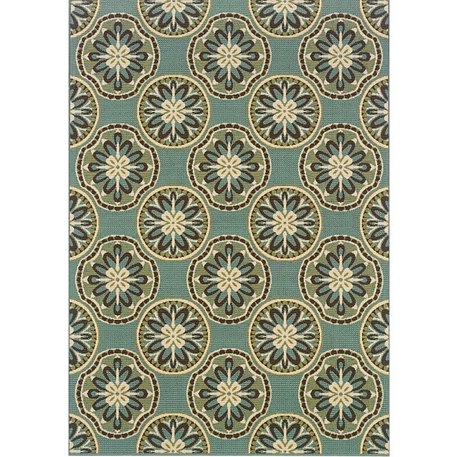 Blue/ Ivory Outdoor Area Rug (710 X 10)