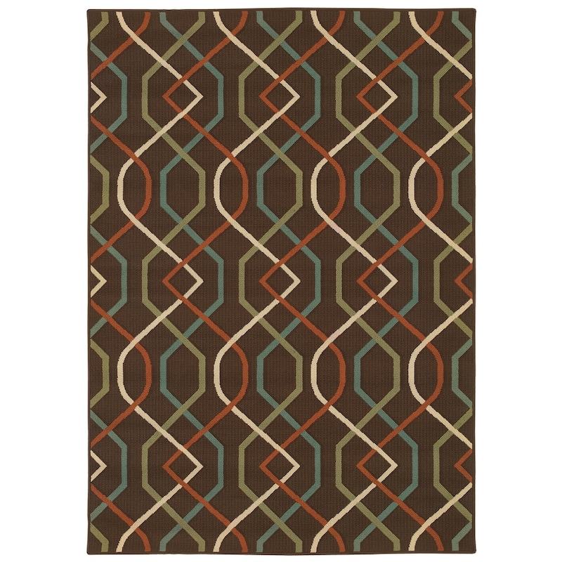 Vista Home Malta Lattice Helix Indoor-Outdoor Loop Pile Area Rug - 7'10" x 10'10" - Brown/Cream
