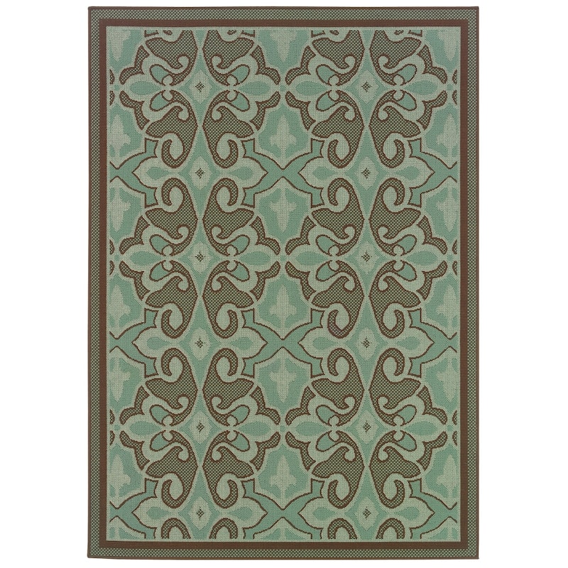 Vista Home Malta Porch Traditions Indoor/ Outdoor Loop Pile Area Rug - 2'5" x 4'5" - Blue/Brown