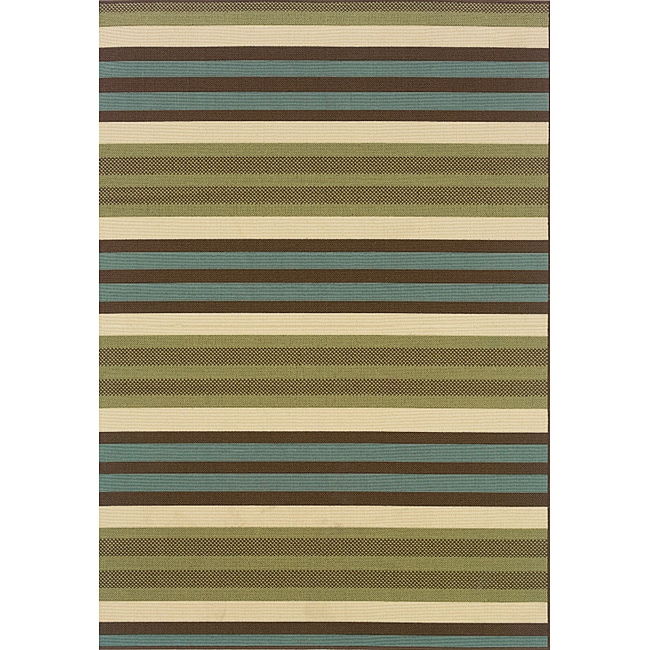 Green/blue Outdoor Area Rug (53 X 76)