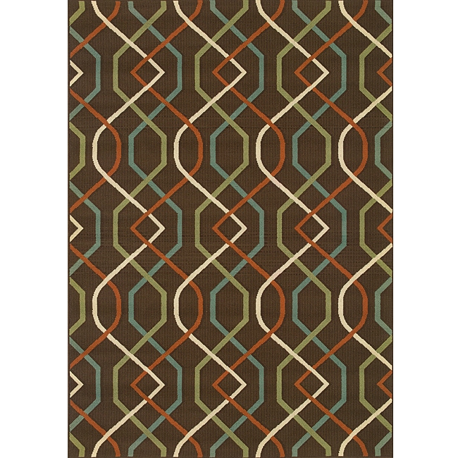 Brown/ Ivory Outdoor Area Rug (37 X 56)