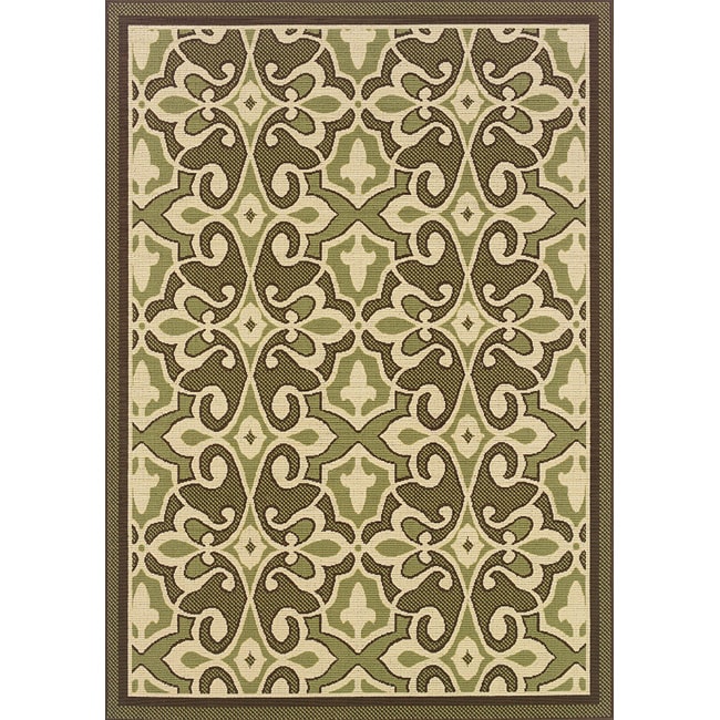 Green/ivory Outdoor Area Rug (37 X 56)