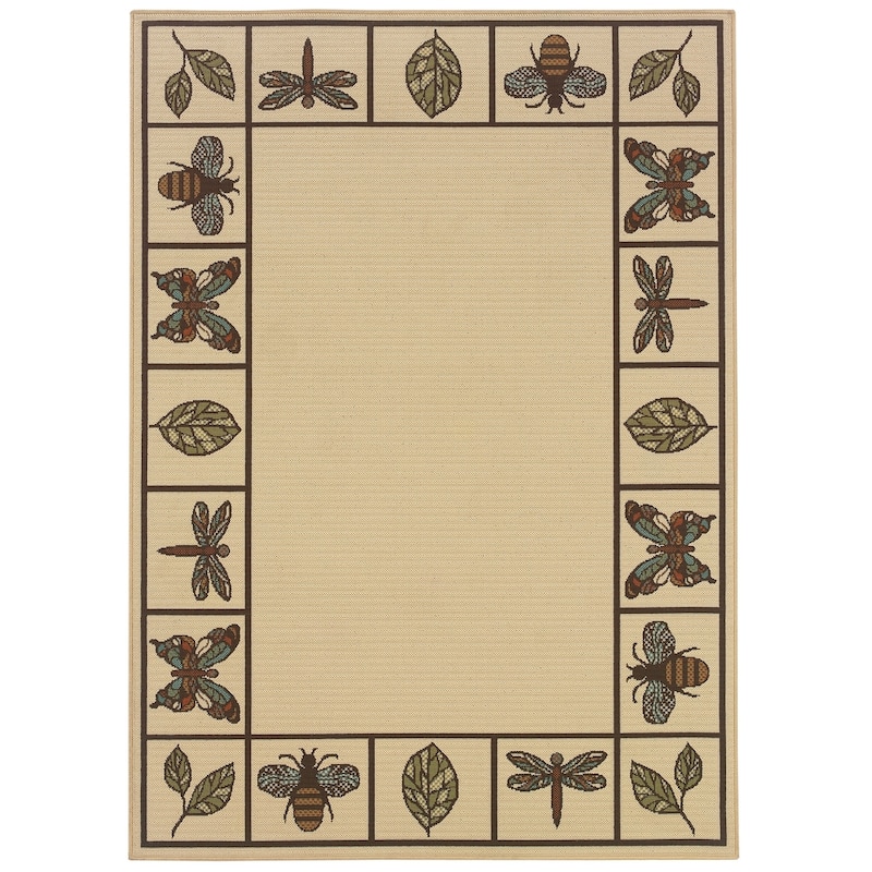 Vista Home Malta Botanical Indoor-Outdoor Area Rug - 3'7" x 5'6" - Cream/Brown