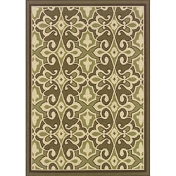 Green/Ivory Outdoor Area Rug (6'7 x 9'6) Style Haven 5x8   6x9 Rugs