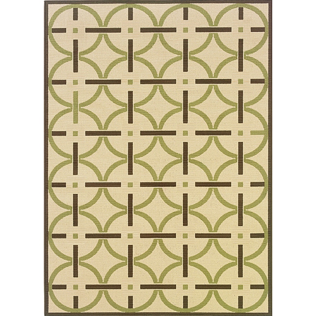 Ivory/ Brown Indoor/ Outdoor Area Rug (25 X 45)