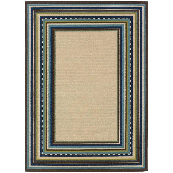 Laurel Creek Oswin Ivory/Blue Indoor-Outdoor Area Rug - 5'3" x 7'6"