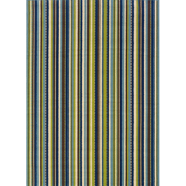 Blue/ Brown Outdoor Rectangular Area Rug (310 X 56)