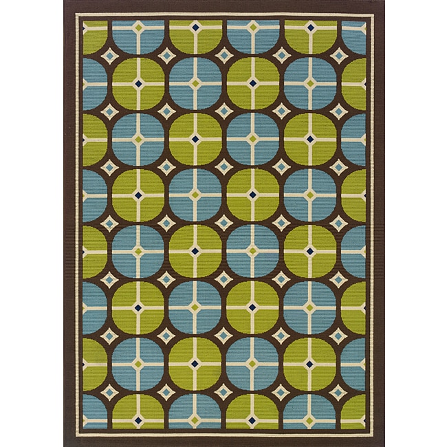 Brown/blue Geometric Outdoor Area Rug (710 X 10)