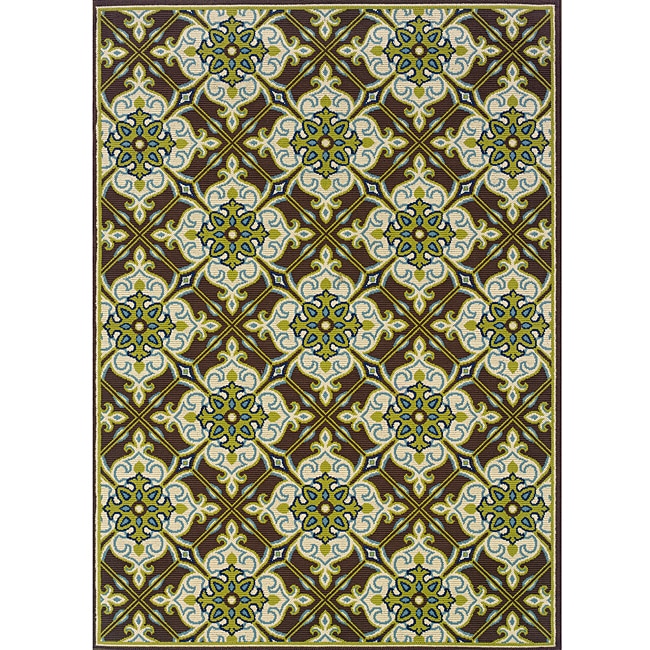 Brown/ivory Outdoor Polypropylene Area Rug (53 X 76)