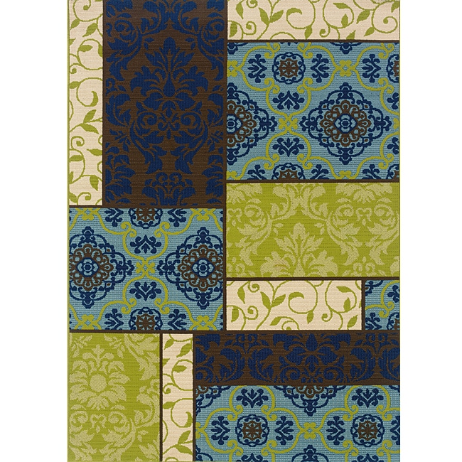 Brown/blue Geometric Outdoor Area Rug (710 X 100)