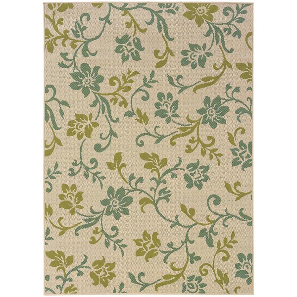 StyleHaven Floral Ivory/Green Indoor-Outdoor Area Rug - 7'10" x 10'