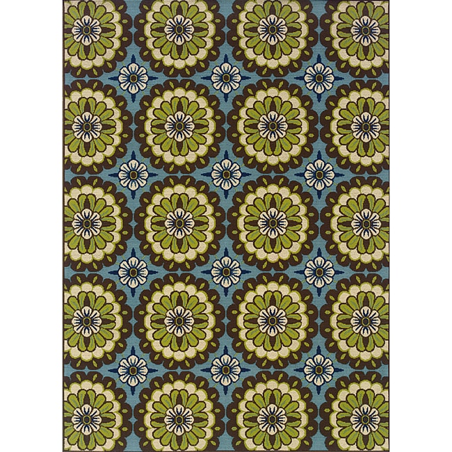 Blue And Green Outdoor Area Rug (67 X 96)