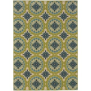 slide 1 of 1, Palm Canyon Capistrano Floral Green/ Ivory Indoor/ Outdoor Area Rug (6'7 x 9'6)