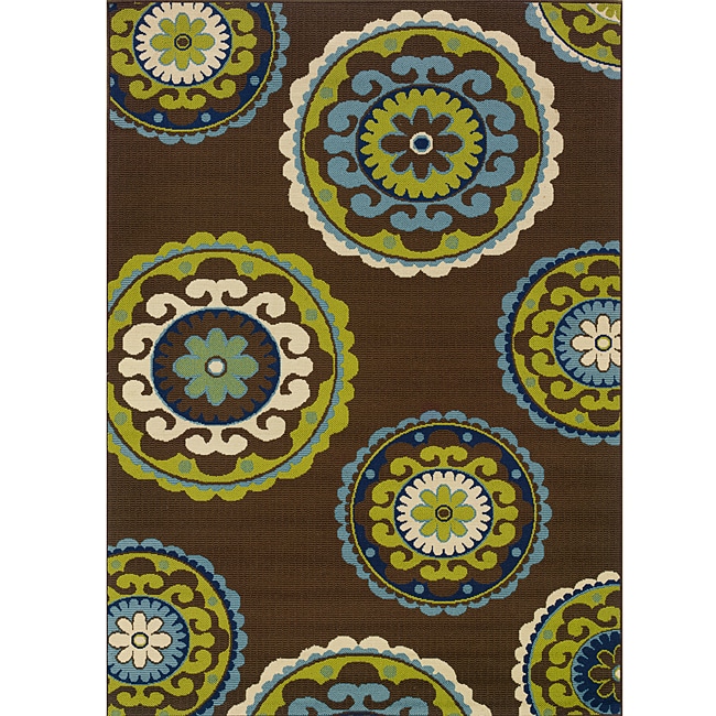 Brown/green Contemporary Outdoor Area Rug (710 X 10)