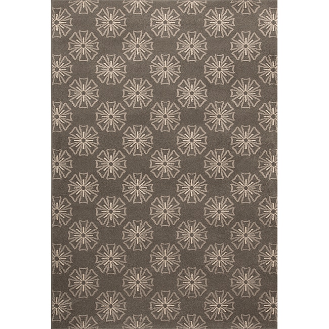 Miramar Contemporary Grey Floral Area Rug (53 X 76)