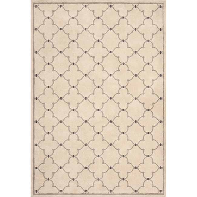 Miramar Ivory/ Grey Contemporary Area Rug (53 X 76)