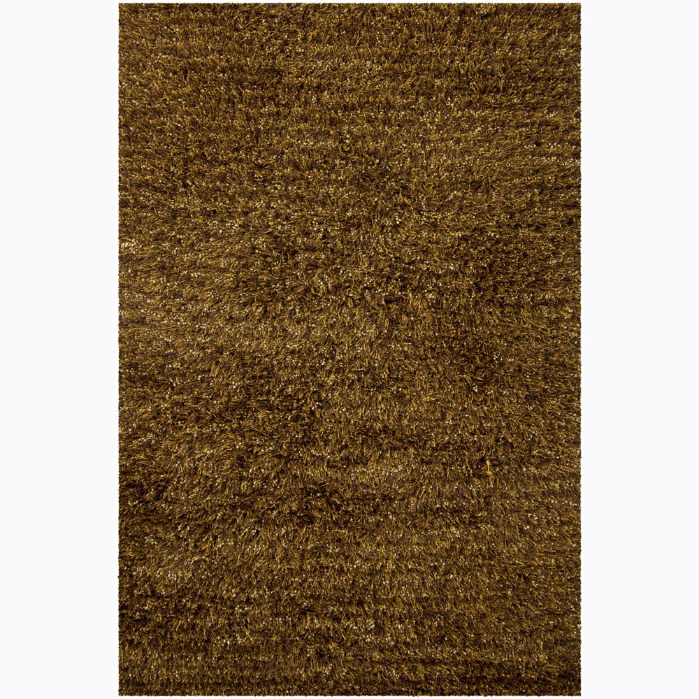 Handwoven Brown/black Mandara Shag Rug (79 X 106)
