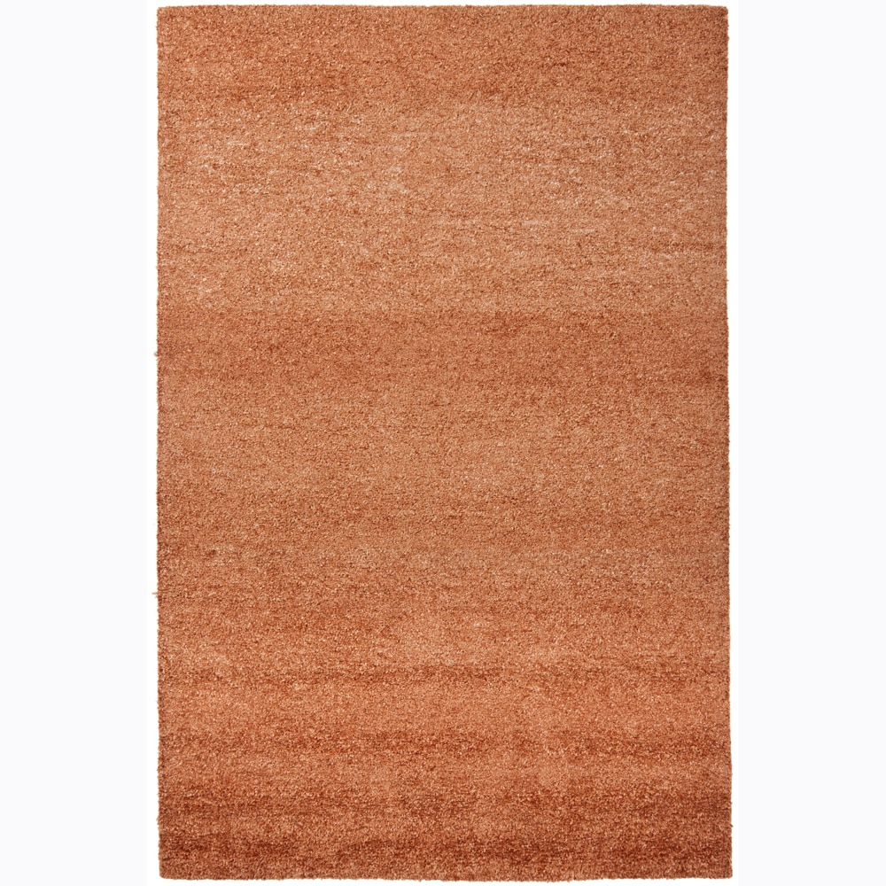 Hand woven Mandara Lurex Fur Orange Rug (79 X 106)