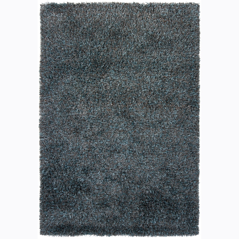 Handwoven Blue/black/brown Mandara Shag Rug (9 X 13)