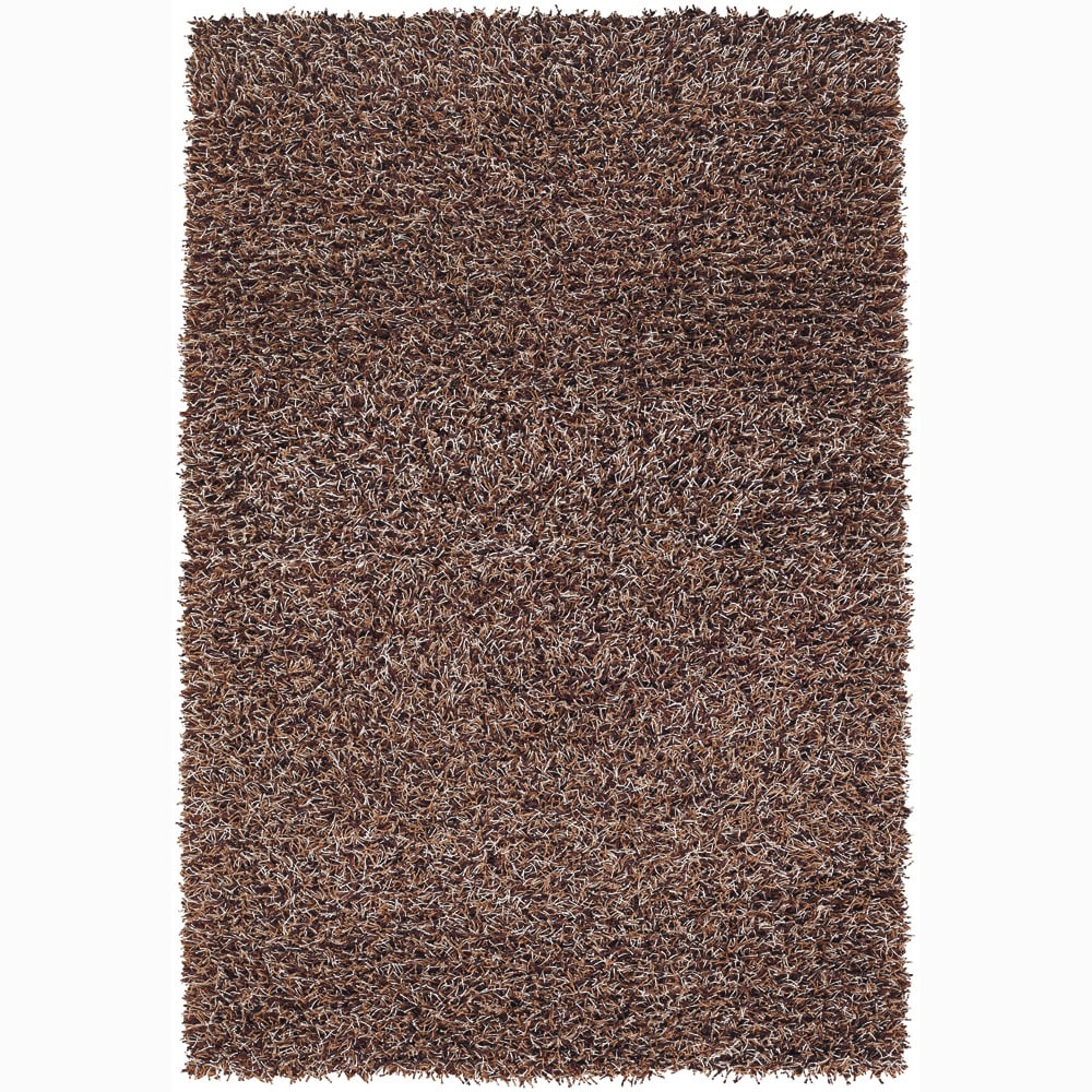 Handwoven Brown/white/orange Mandara Shag Rug (9 X 13)