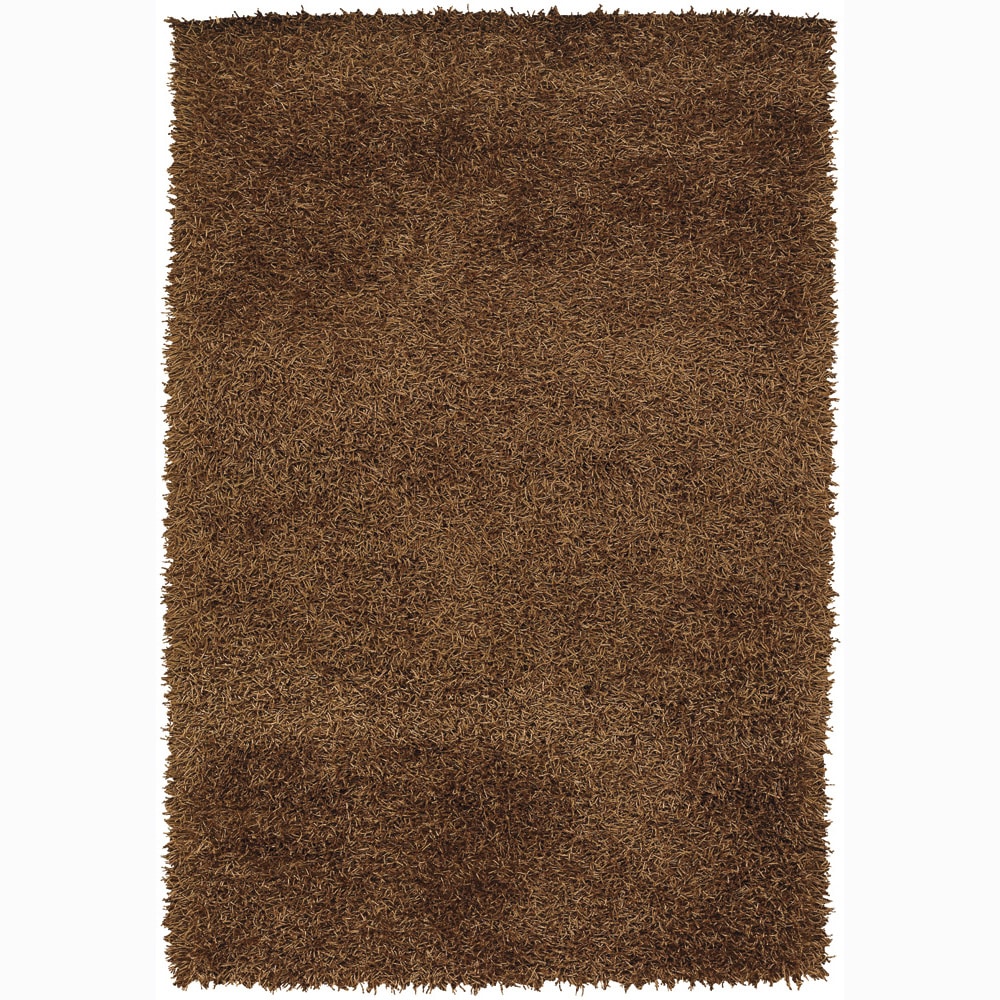 Handwoven 1.5 inch Brown Mandara Shag Rug (9 X 13)