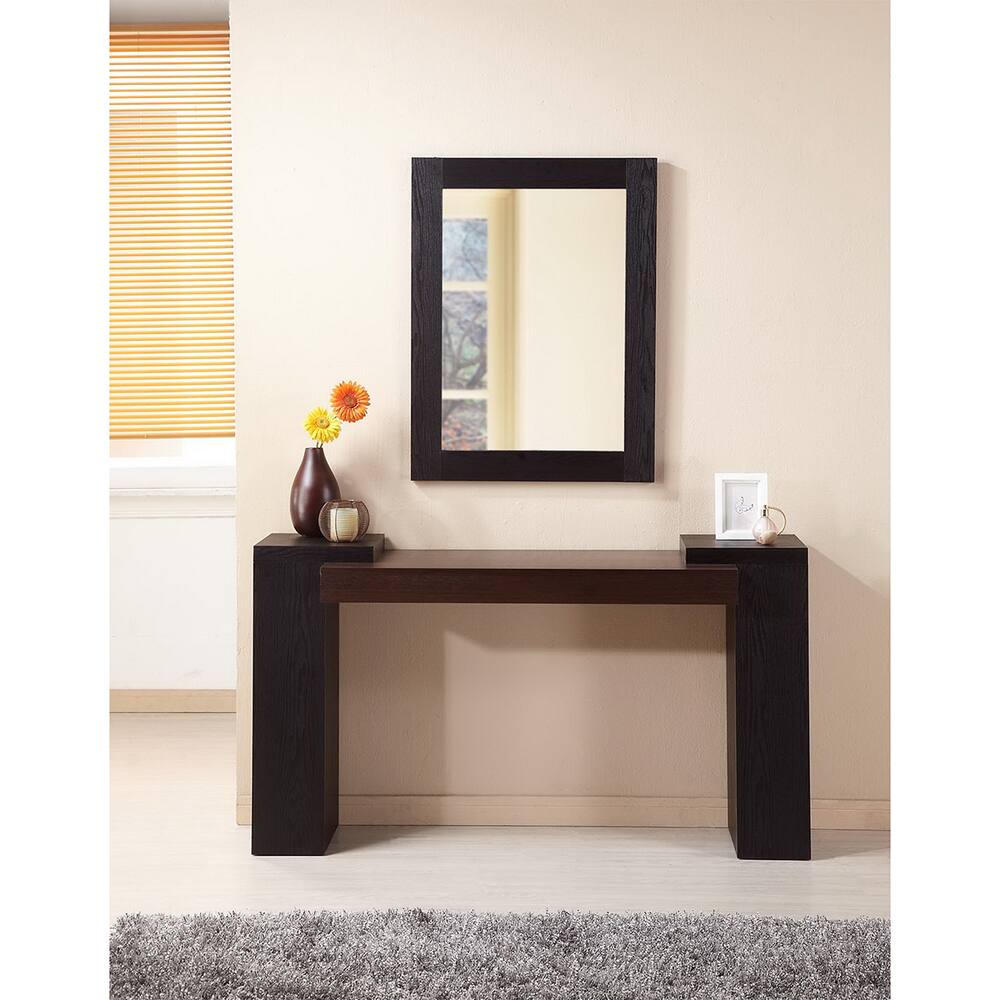 Furniture of America Modal 2-piece Sofa Table and Mirror Set - Black