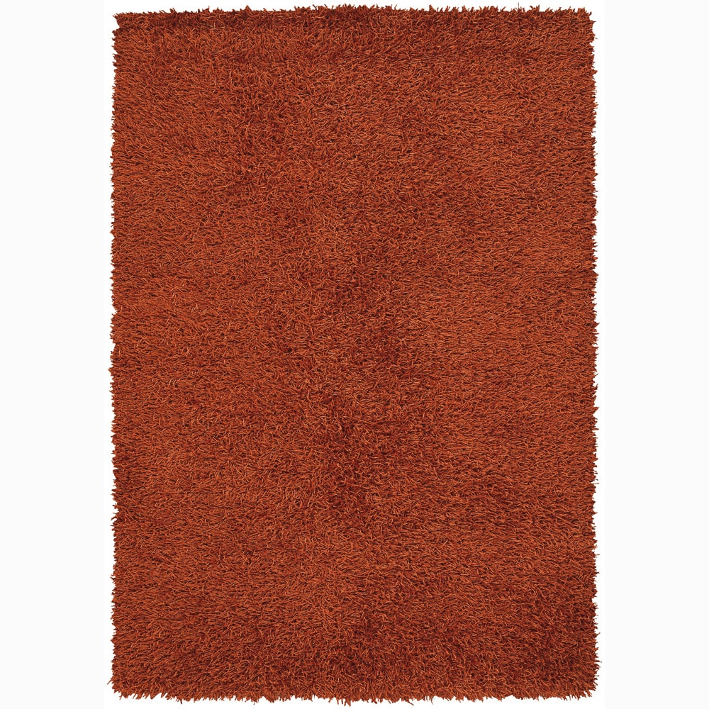 Handwoven Rust orange Mandara Shag Rug (9 X 13)