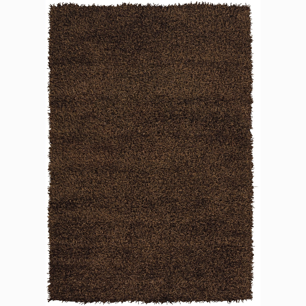 Handwoven Dark Brown Mandara Shag Area Rug (9 X 13)