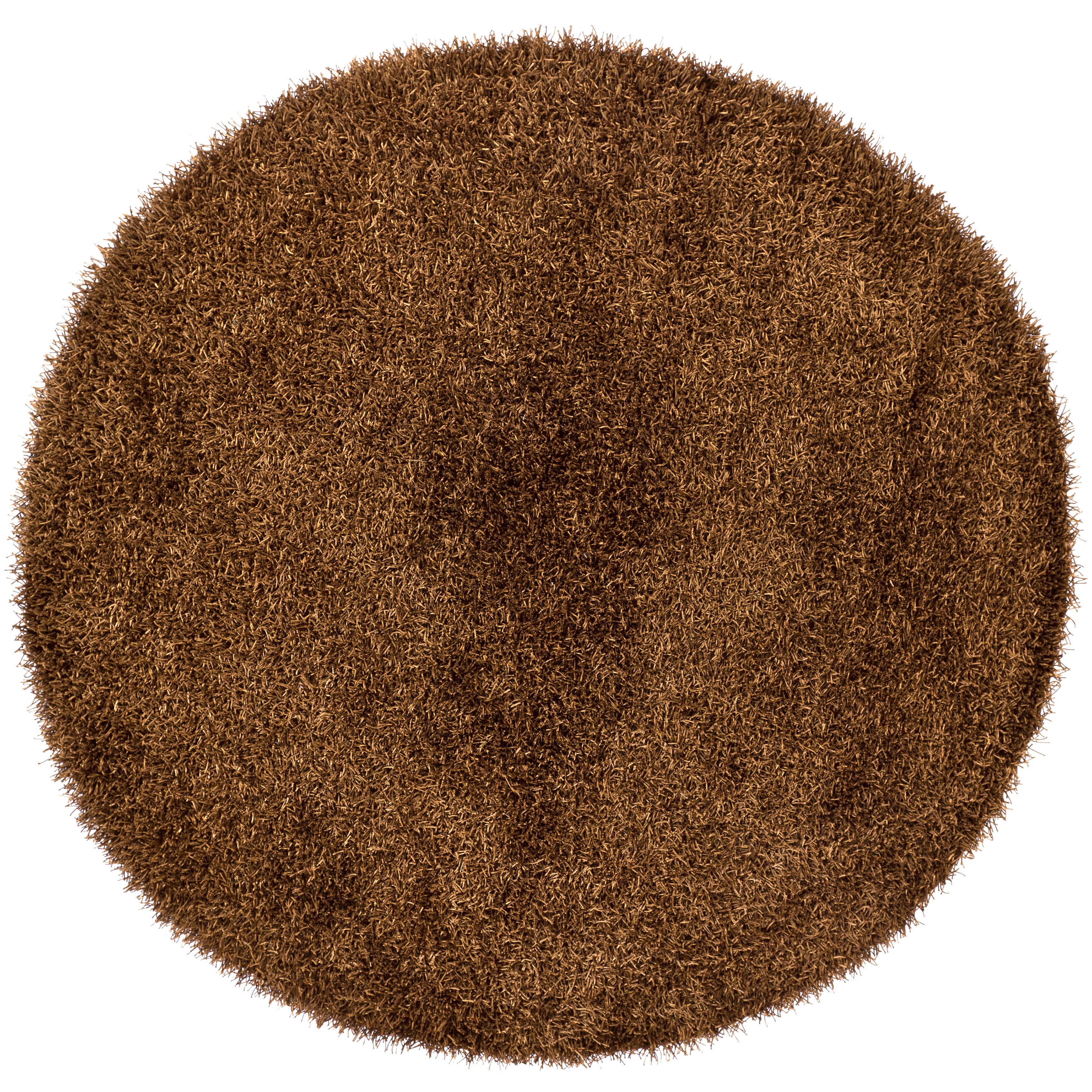 Handwoven Dark Brown Polyester Mandara Shag Rug (79 Round)