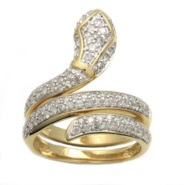 Shop Beverly Hills Charm 14k Yellow Gold 3/4ct TDW Diamond Snake Ring ...