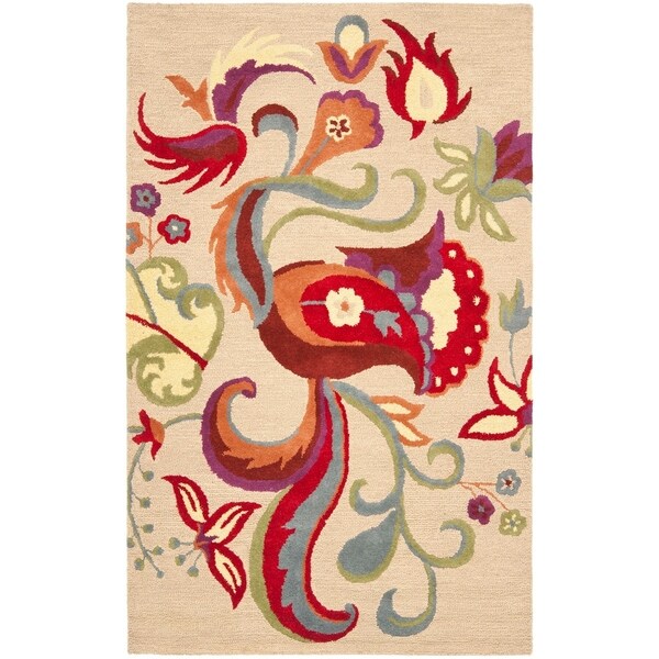 Safavieh Handmade Blossom Beige Wool Rug - 8' x 10'
