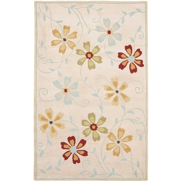Safavieh Handmade Blossom Beige Traditional Wool Rug - 8' x 10'