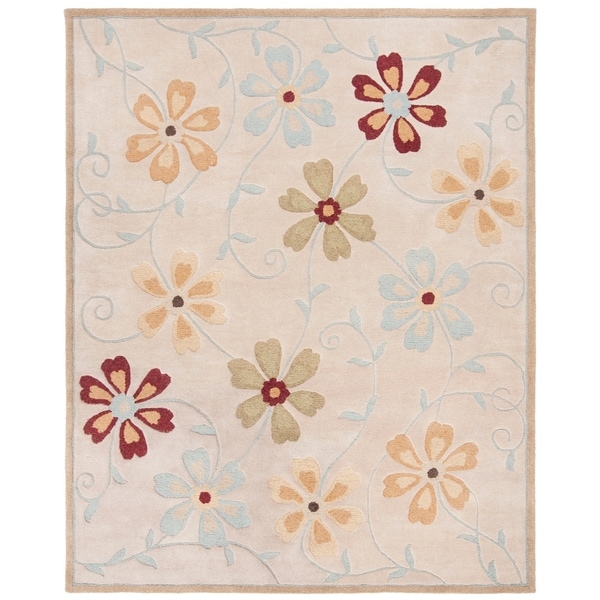 Safavieh Handmade Blossom Beige Traditional Wool Rug - 8' x 10'