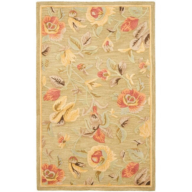 Safavieh Handmade Blossom Green Wool Rug - 8' x 10'